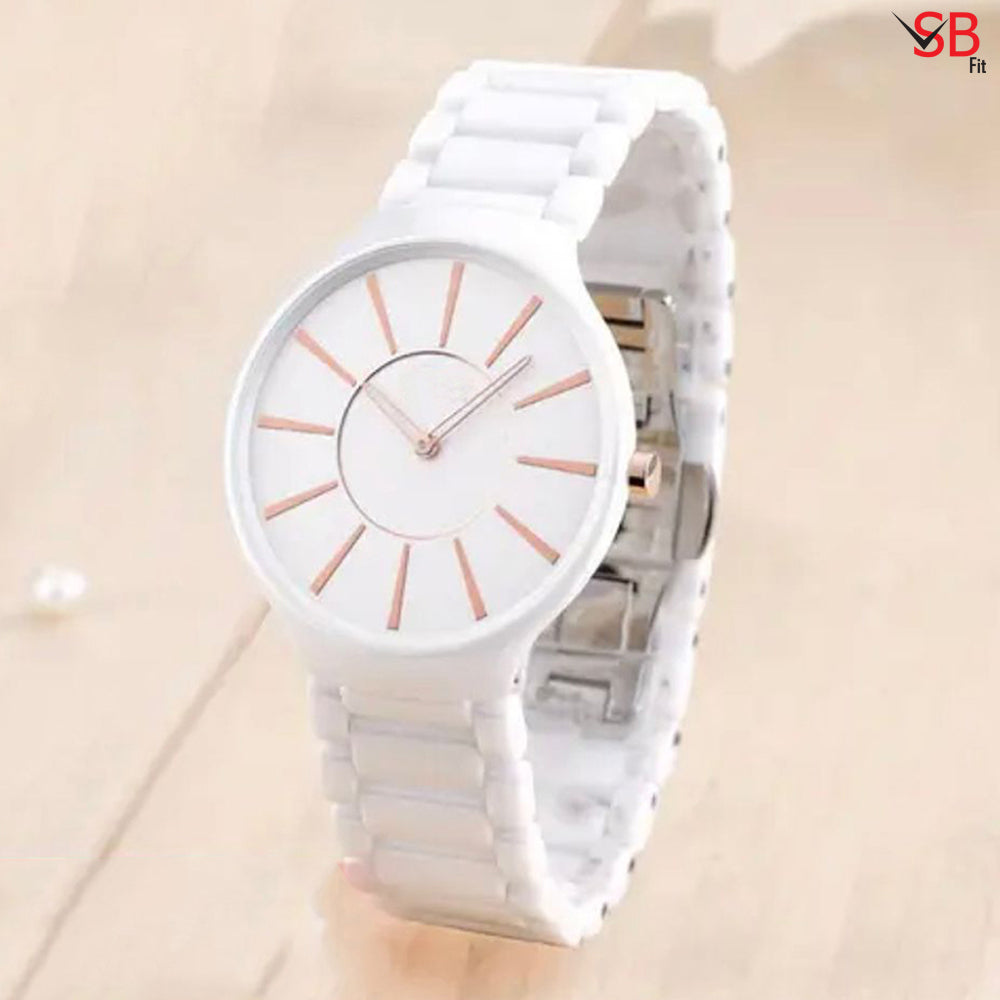 Elegant Decent Formal Plain White Watch For Women