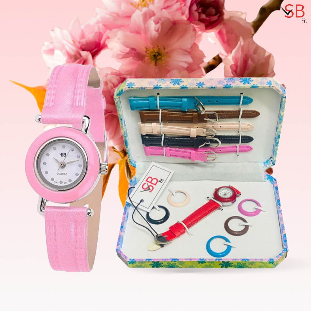 Interchangeable 6 Straps Watch For Girls With Various Different Styles SB FIT®