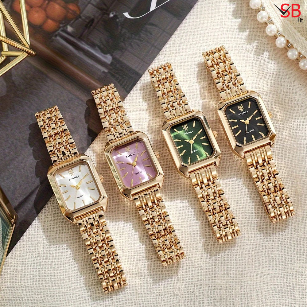 Women's Luxury Golden Rectangle Quartz Watch – Elegant & Stylish